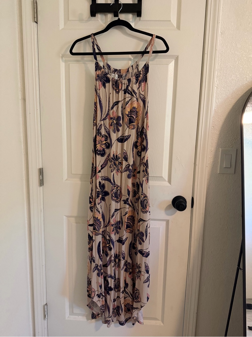 Blush Floral Spaghetti-Strap Maxi Dress